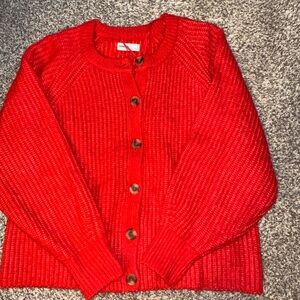 Sonoma Red Button-Front Cardigan Sweater